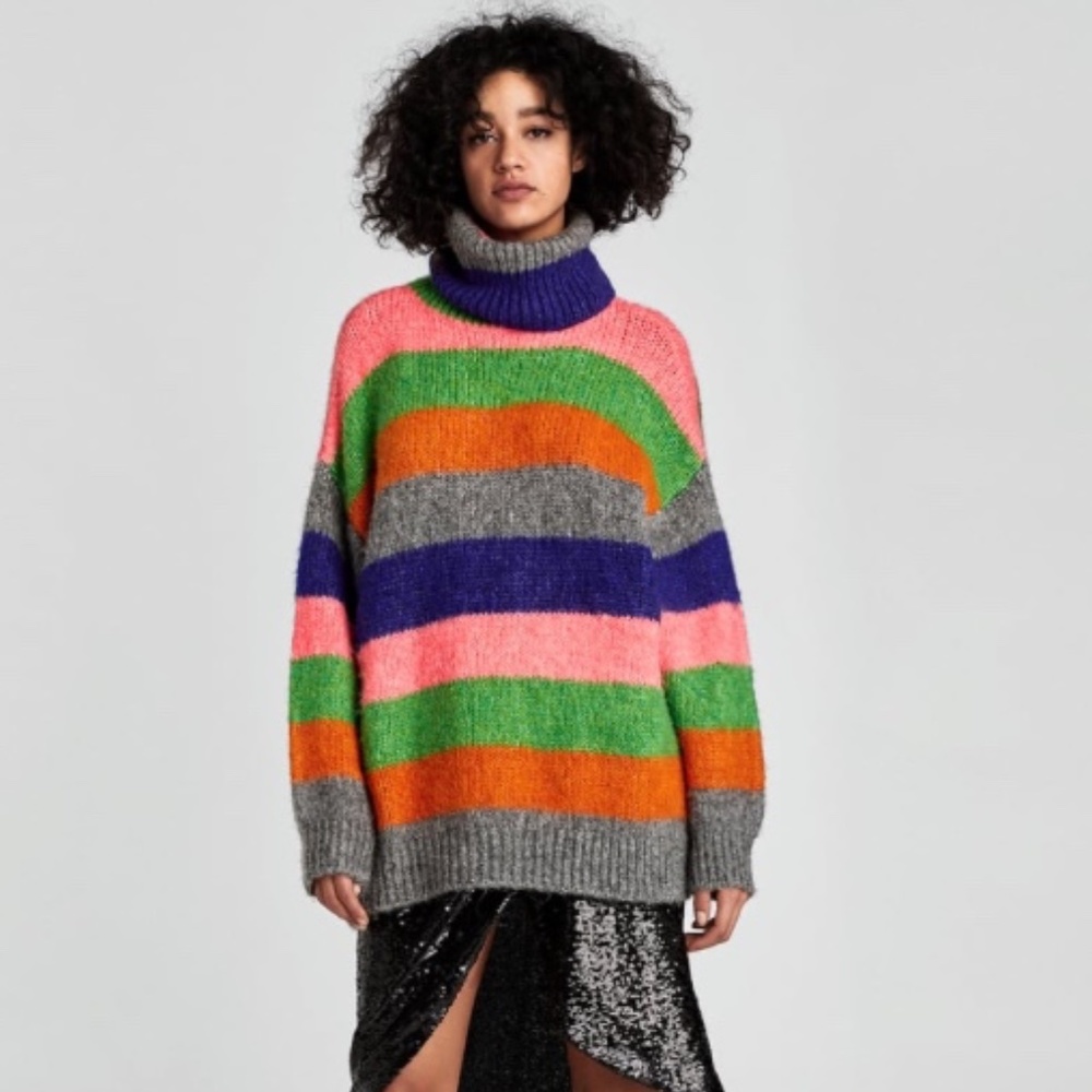ZARA Bold Color Stripe Sweater